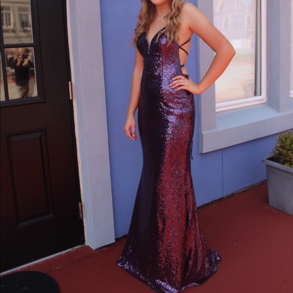 Alyce 60032 sequin prom dress in color “eggplant” - Picture 2 of 7
